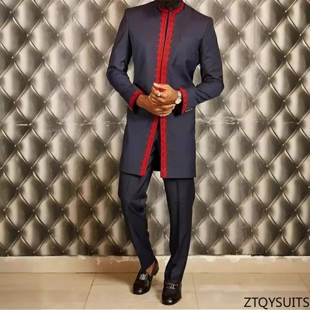 2 Piece African Clothes for Men Spring Fashion African Long Sleeve Top Long Pant Matching Sets Outfits Dashiki African Clothing