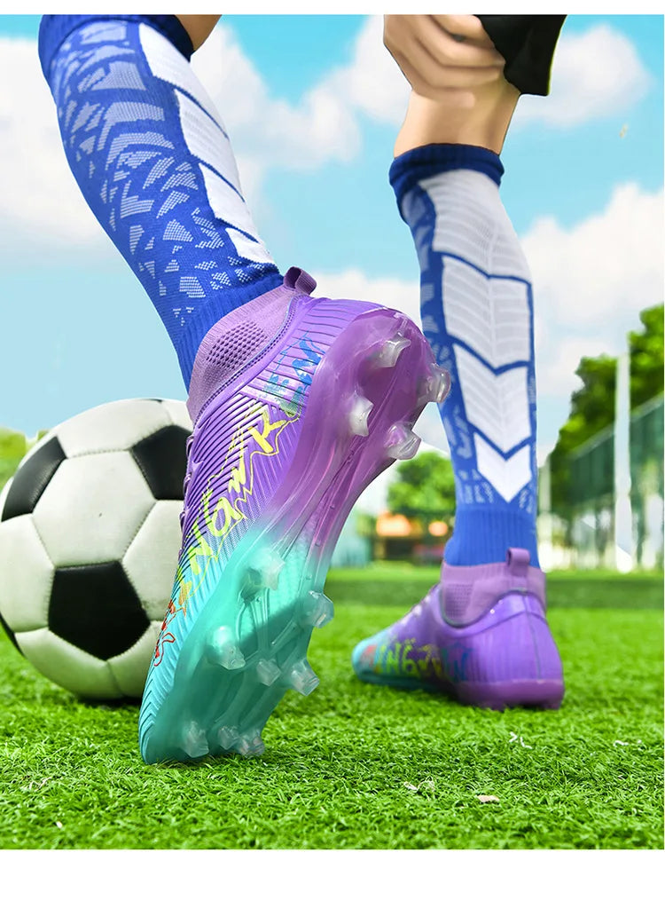 New Low Top Soccer Shoes for Men Teenage Boys Athletic Sports Training Footwear for Students on Lawn and Grass Fields