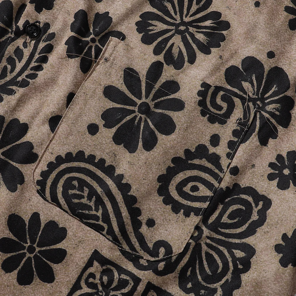 Hawaiian Mens Button Down Paisley Shirt Summer Beach Casual Print Short Sleeve Boho Vacation Blouse Tops Baggy Floral Shirts