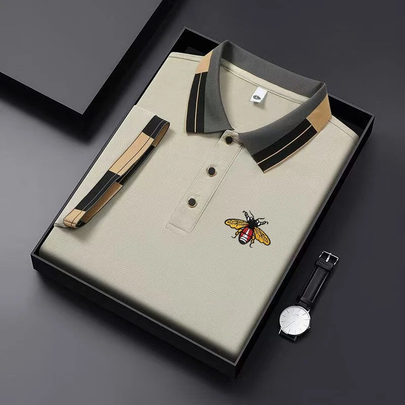 New Men's Fashion Embroidered Collar Short Sleeve Summer New Breathable Polo Shirt Short Sleeve, High Quality Outdoor Men's Top