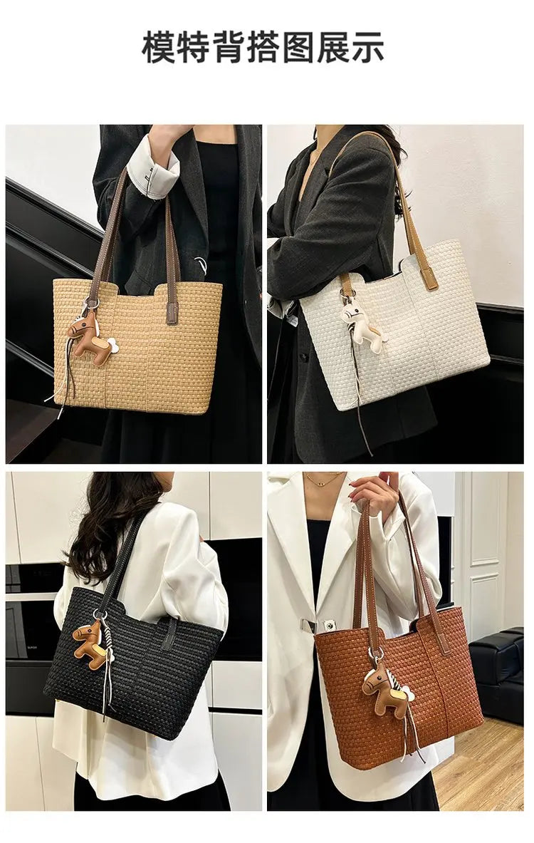 Nylon Shoulder Tote Bag Large Capacity Waterproof for Women Office Shopping Travel Daily