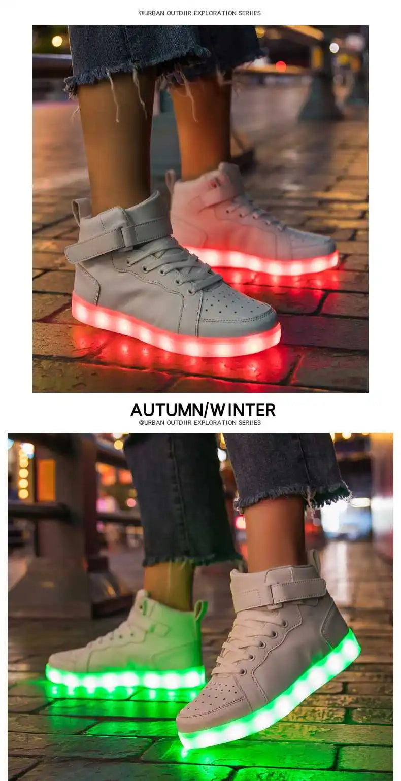 Kid Shoes Boy Girl Children Women Men Spring Summer Fashion Casual Sport Sneakers Led Light Up Dance Boots