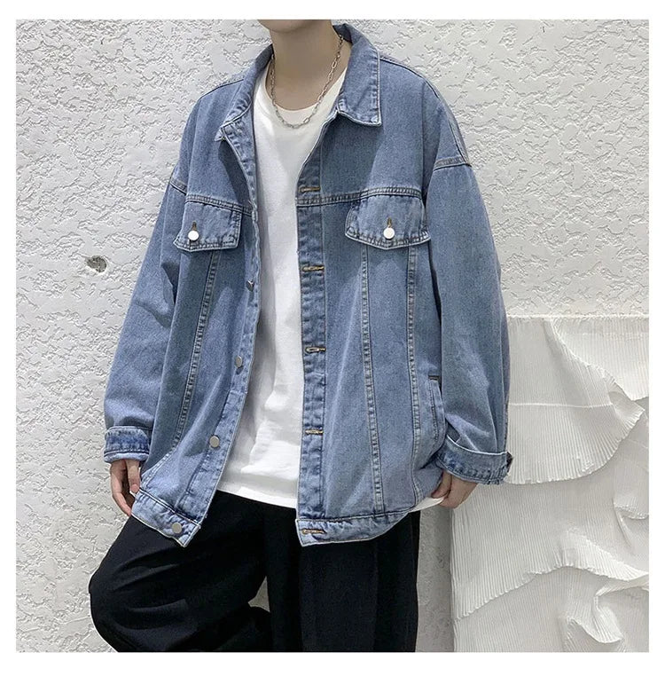New Men's Vintage Denim Jackets Spring Autumn Handsome Loose Casual Workwear Jacket Fashion High Street Classic Jean Coats Male