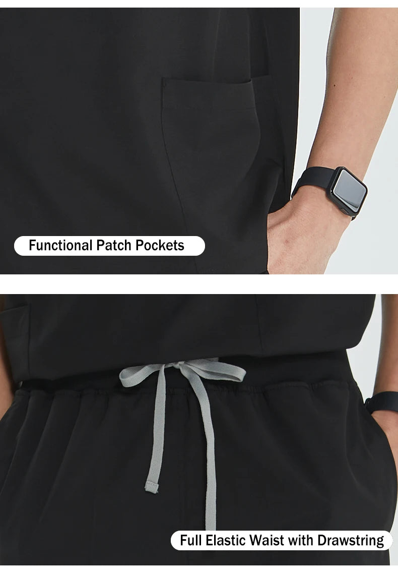 2026 V-neck Medical Nursing Uniforms for Men Short Sleeves Scrubs Surgical Sets Pediatrics Hospital Clothing S21