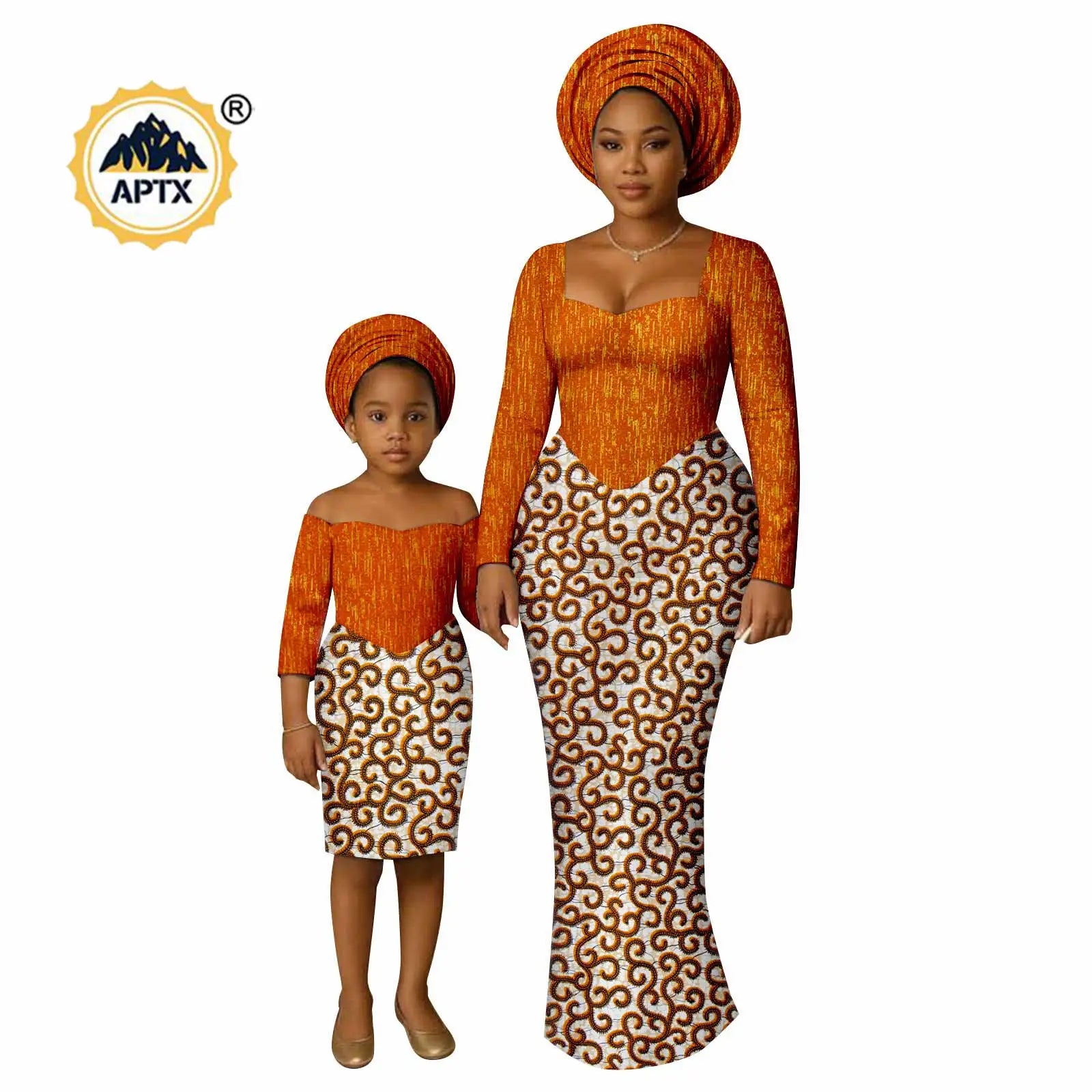 African Print Long Dresses for Women Family Outfits Dashiki Couple Clothes Mom and Daughter Dresses Ankara Outwear 25F029