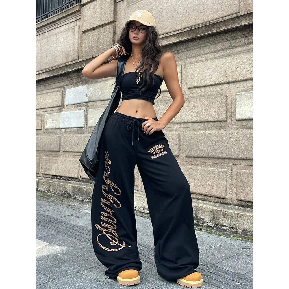 Women's Trousersamerican Jazz Dance Street Dance Wide Leg Pants Y2K Women's Pantsloose Pantswomen's Elastic Pantsautumn