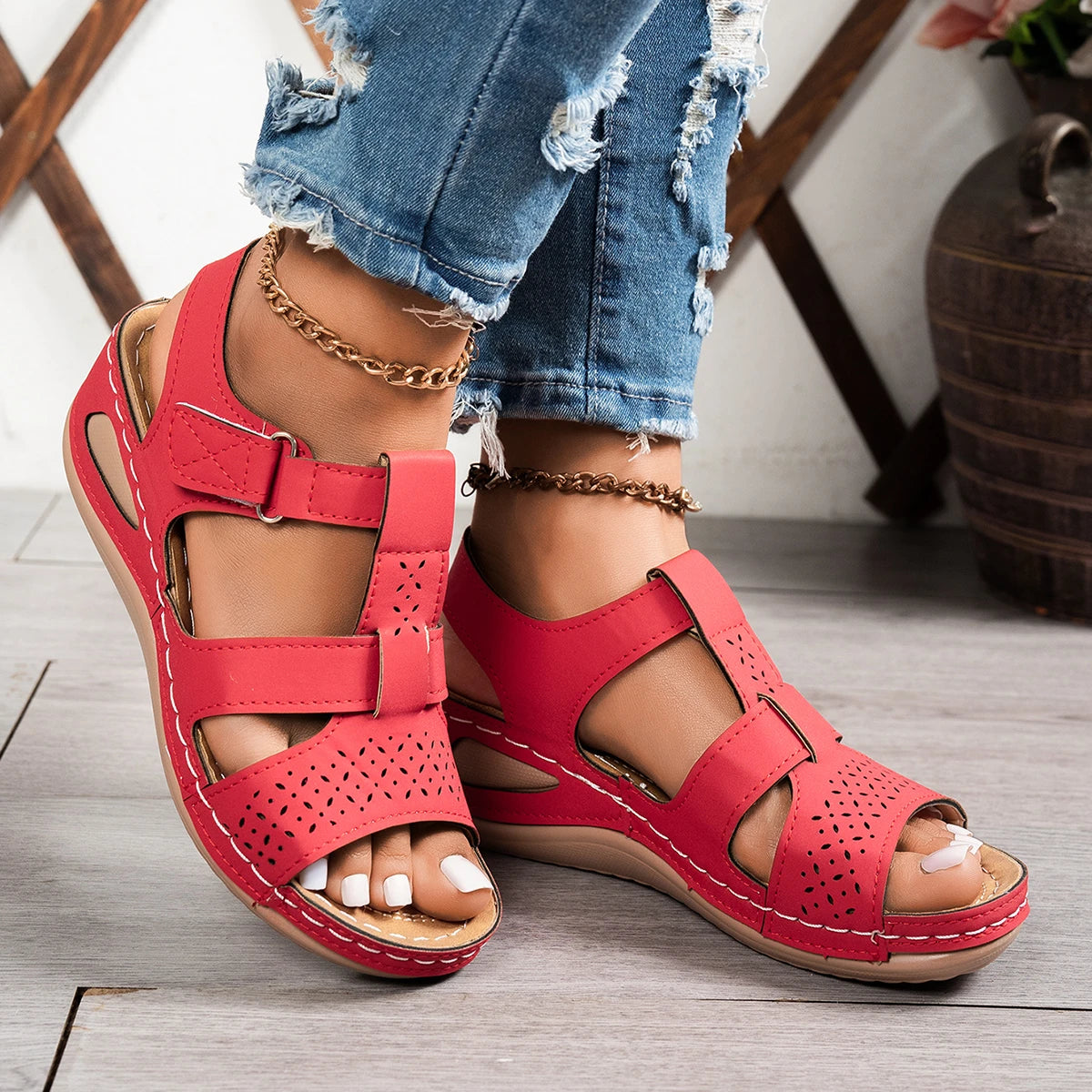 2026 Summer Women Wedge Sandals Premium Orthopedic Open Toe Sandals Vintage Anti-slip Casual Shoes Female Platform Retro Sandals