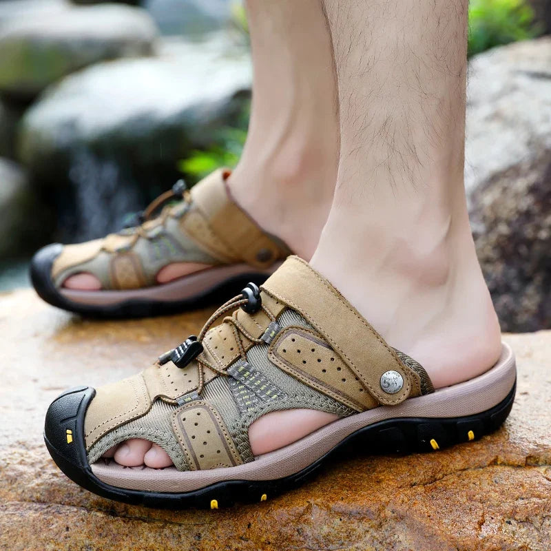 2023 Men Summer Sandals Leather Outdoor Beach Shoes Pure Handmade Shoes Fashion Big Size Slippers Men Luxury Casual Shoes