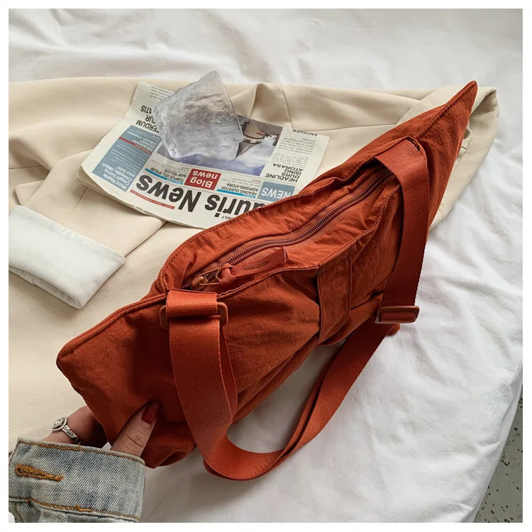 Soft Nylon Women's Portable Shoulder Bag Large Capacity Female Commute Crossbody Bags Simple Design Ladies Tote Purse Handbags