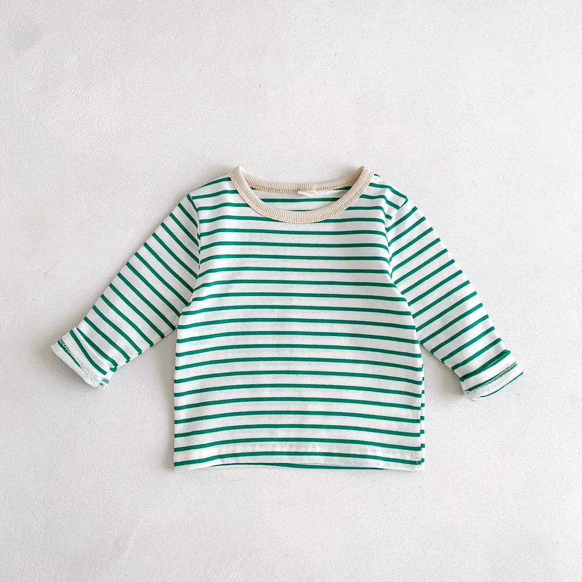 Infant Clothes Toddler Boy Cotton Long Sleeves T-shirts Spring Autumn Outfits Girl Baby Solid Bottoming Shirt Kid Striped Tees