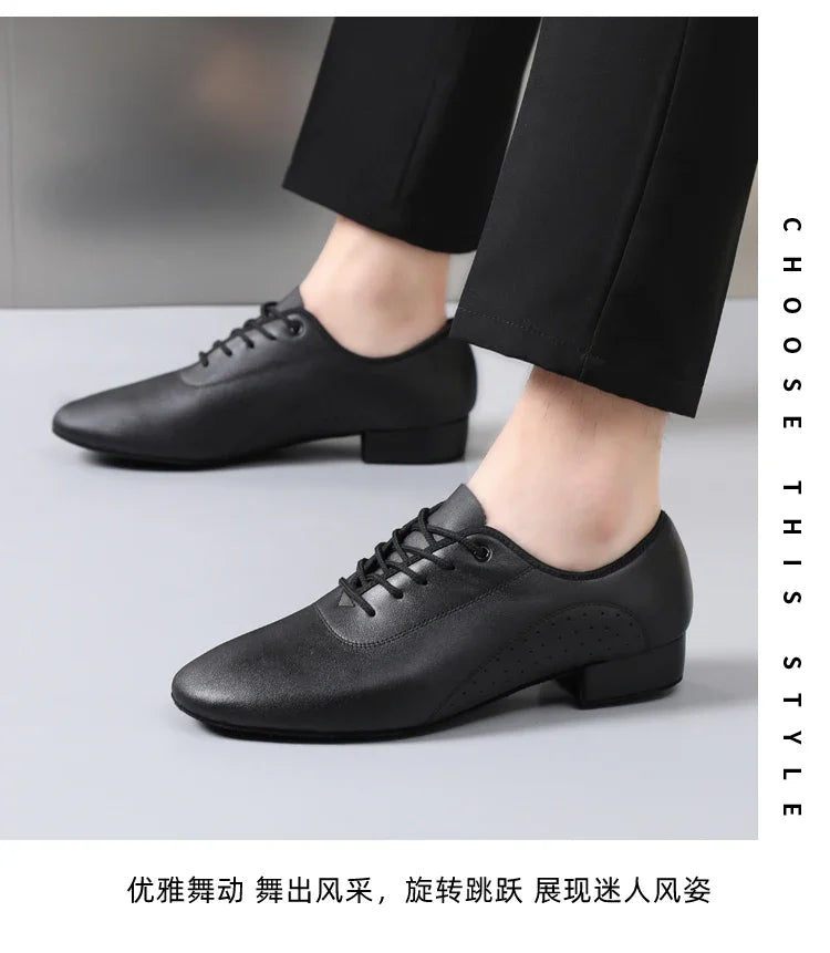 Men's white new leather Latin dance shoes Modern dance hall tango men's national standard dance shoes men's sports shoes