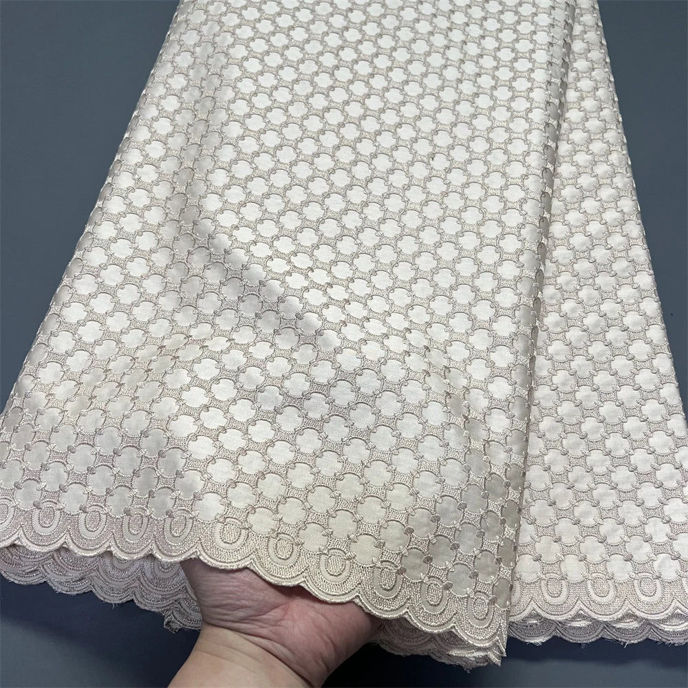 African Nigerian 2026 Tulle Lace Fabric Sewing for Dress High Quality Damask polish luxe Cotton Pure Embroidery 5Yard hz1410