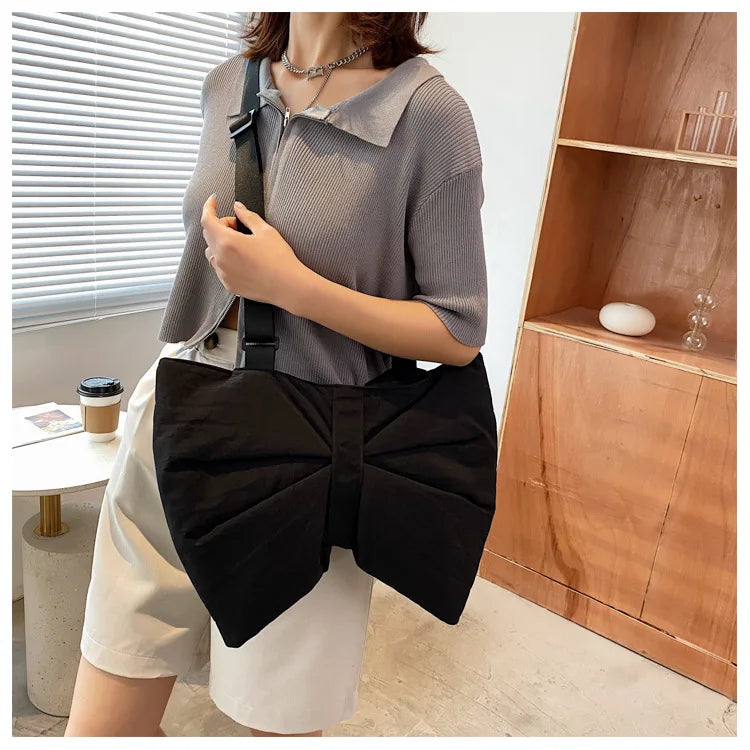 Soft Nylon Women's Portable Shoulder Bag Large Capacity Female Commute Crossbody Bags Simple Design Ladies Tote Purse Handbags