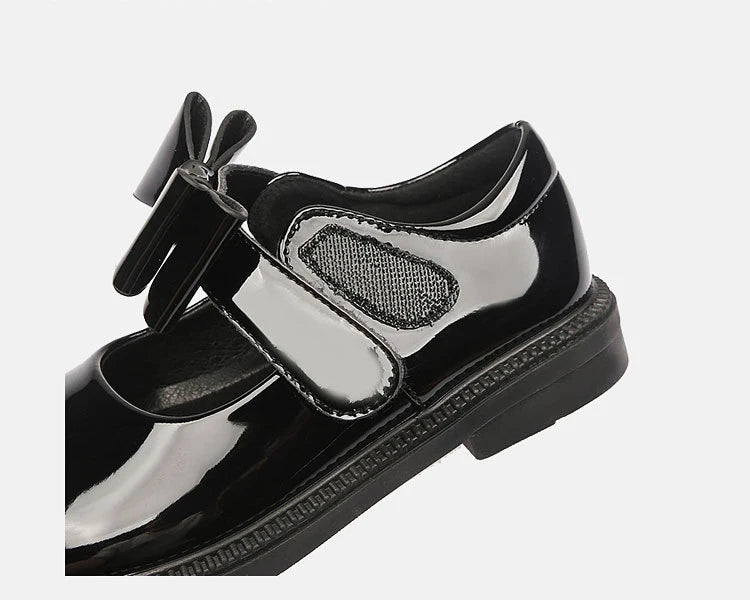 New Girl Leather Shoes Princess Kid Student School Causal Black Versatile Shoes Hook & Loop Children Glossy Mary Jane Autumn Hot