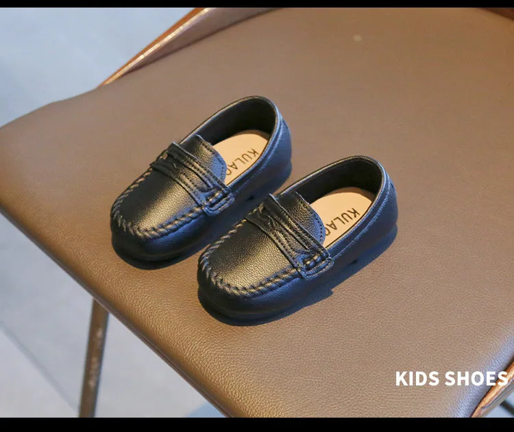 Boy Leather Shoe Fashion Solid Color Versatile Kids School Causal Single Shoes Breathable Non-slip Children Slip-on Flat Loafers