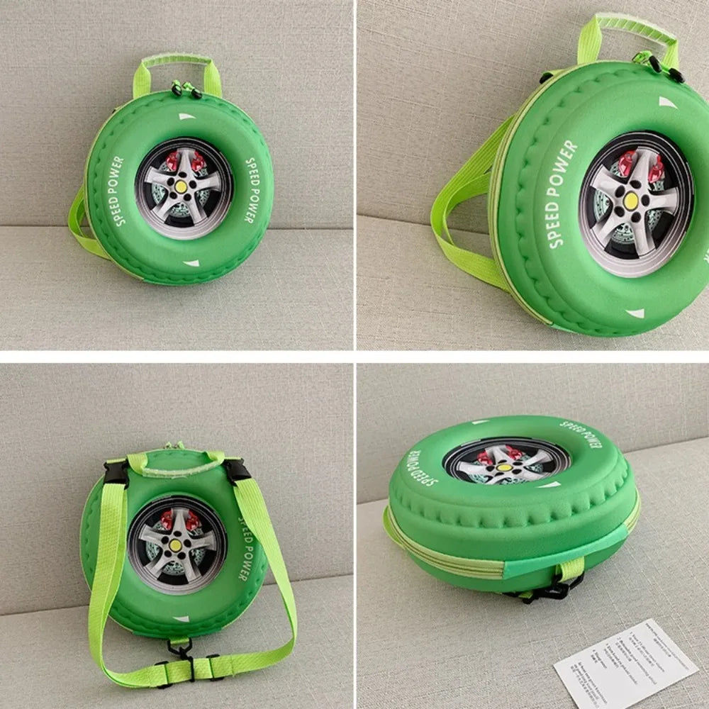 Colorful Tyre Shaped Children's Schoolbag EVA 3D Cartoon Wheel Kindergarten Shoulder Bag Load Reducing Kid Backpack
