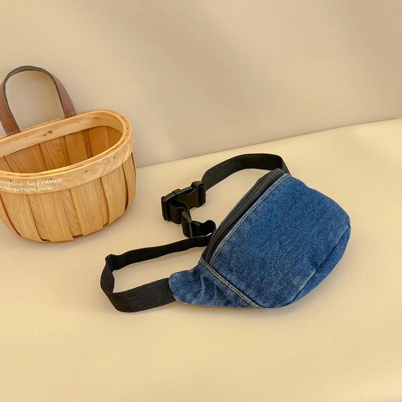 Fashion Denim Children's Waist Bags Leisure Boy and girl Crossbody Chest Bag Street Trend Belt Bag Kids Birthday gift Waist Pack