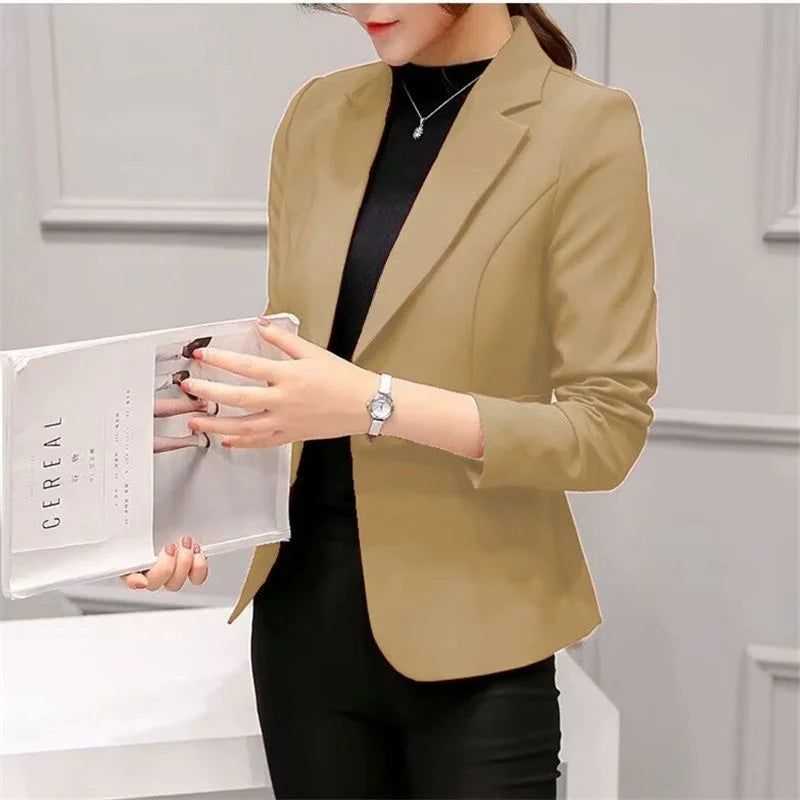 Women's Blazer 2025 Red Long Sleeve Blazers Pockets Jackets Coat Slim Office Lady Jacket Female Tops Suit Blazer Femme Jackets