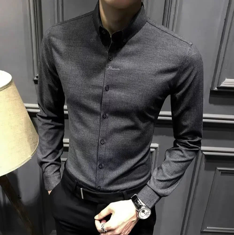 Shirts for Men Business Striped Plain Man Shirt Fashion 2026 with Collar Sale Cheap Things Stylish Hot Aesthetic Regular Brand