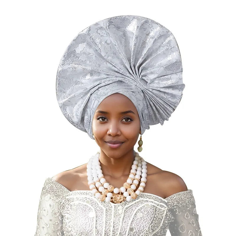Elegant African Autogele Women's Turban Cap Nigeria Wedding Gele Ready To Wear Headtie Evening Party Headwear African Headtie