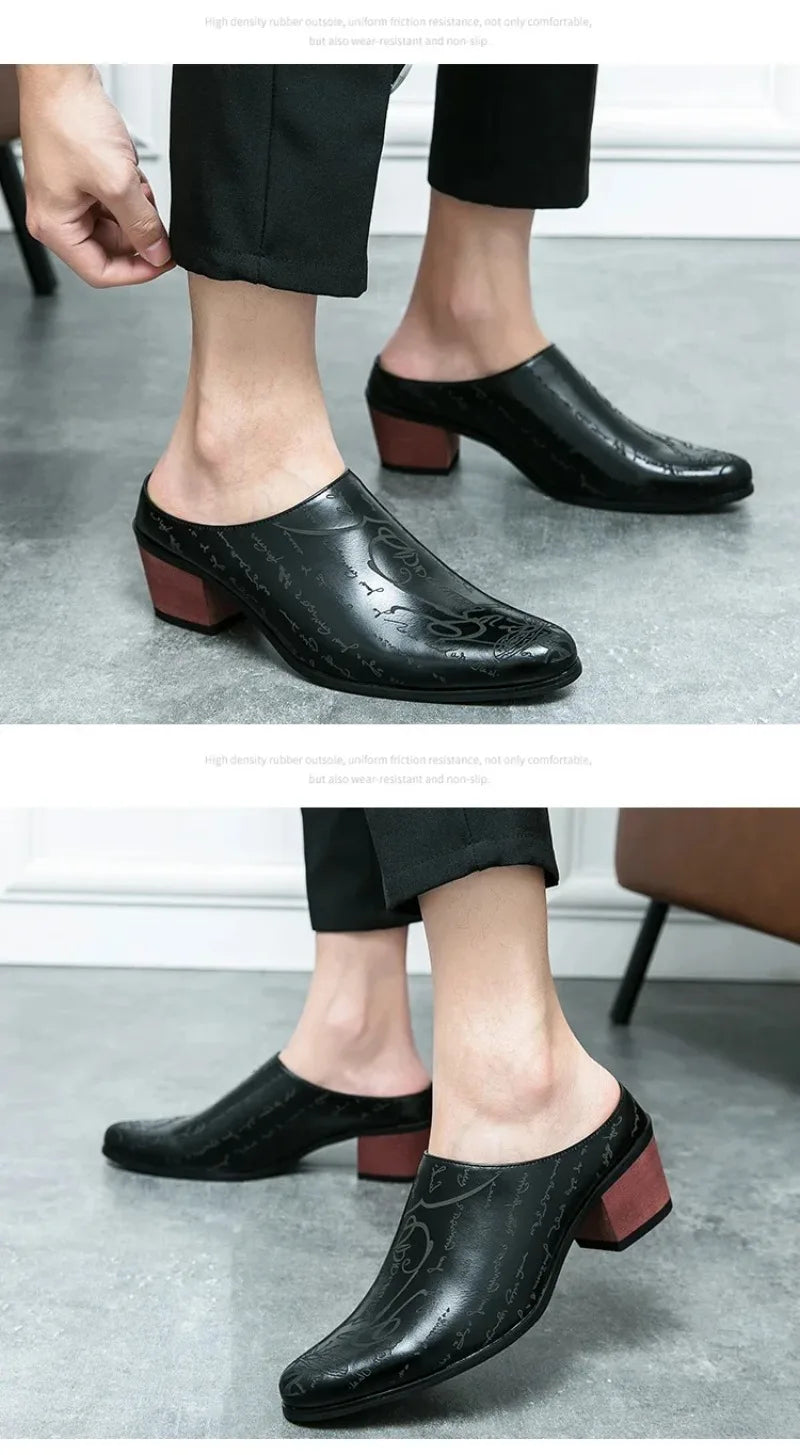 Men's Shoes High Quality Leather Casual Slippers Men Baotou Slippers Classic Slip-On Loafers Casual Leather Shoes Zapatos Hombre