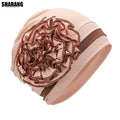 Africa Nigeria Women Wear Directly Hijabs Turban Beanie Hat Wth Flower Chemo Headwear Elastic Head Wrap Cap