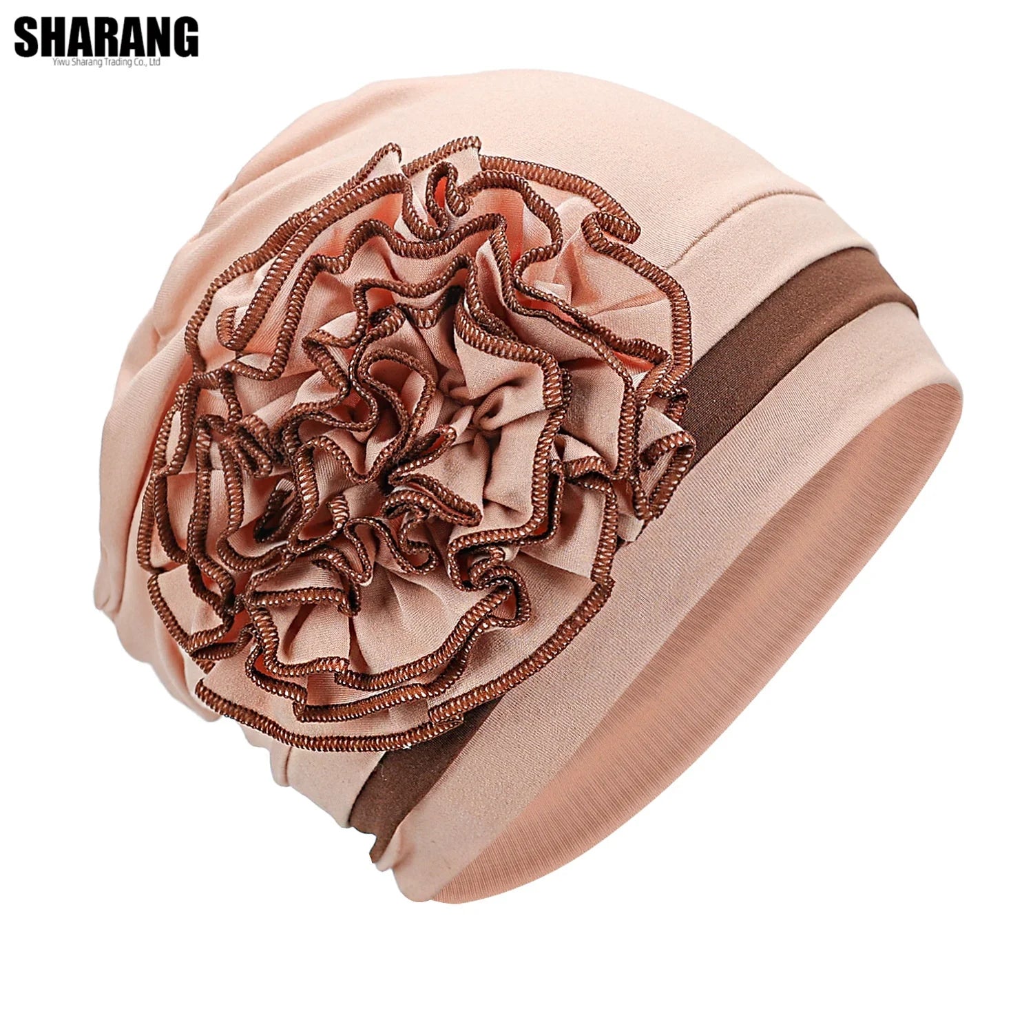Africa Nigeria Women Wear Directly Hijabs Turban Beanie Hat Wth Flower Chemo Headwear Elastic Head Wrap Cap