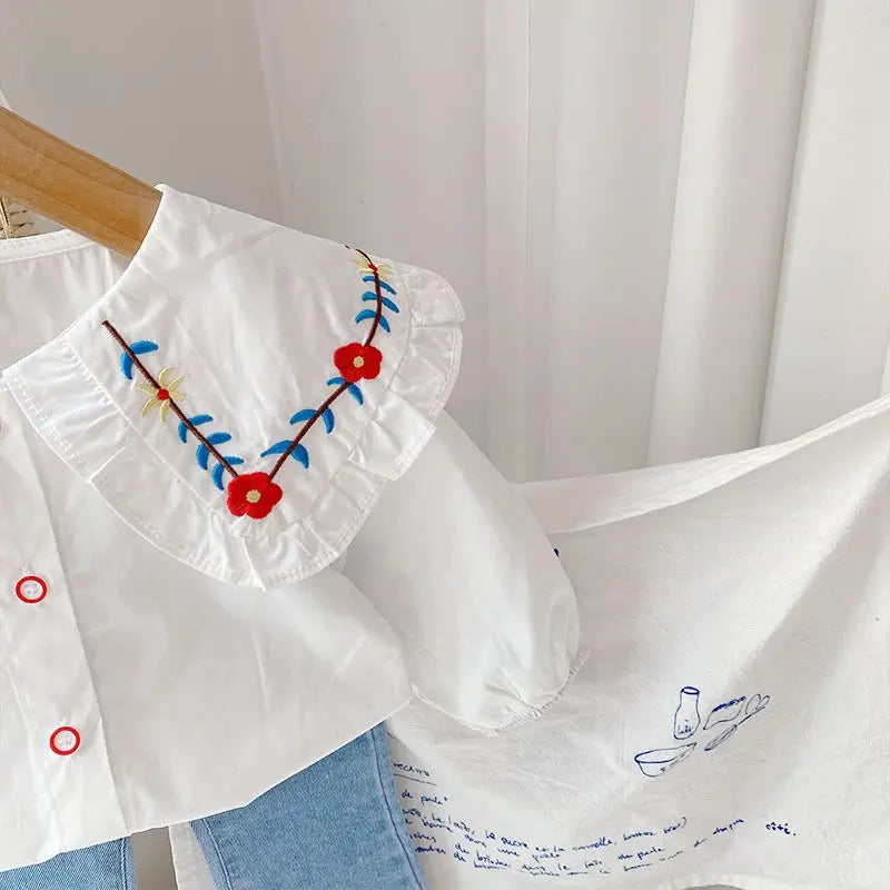 Girls' Shirts Spring and Autumn New Baby Fashionable Pure Cotton Shirts 2023 New Korean Children's Top 0-6Y