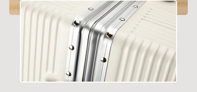 New Travel Luggage Multifunctional Aluminum Frame Trolley Suitcase with USB Cup Holder Large Capacity Bag Boarding Box Suitcase