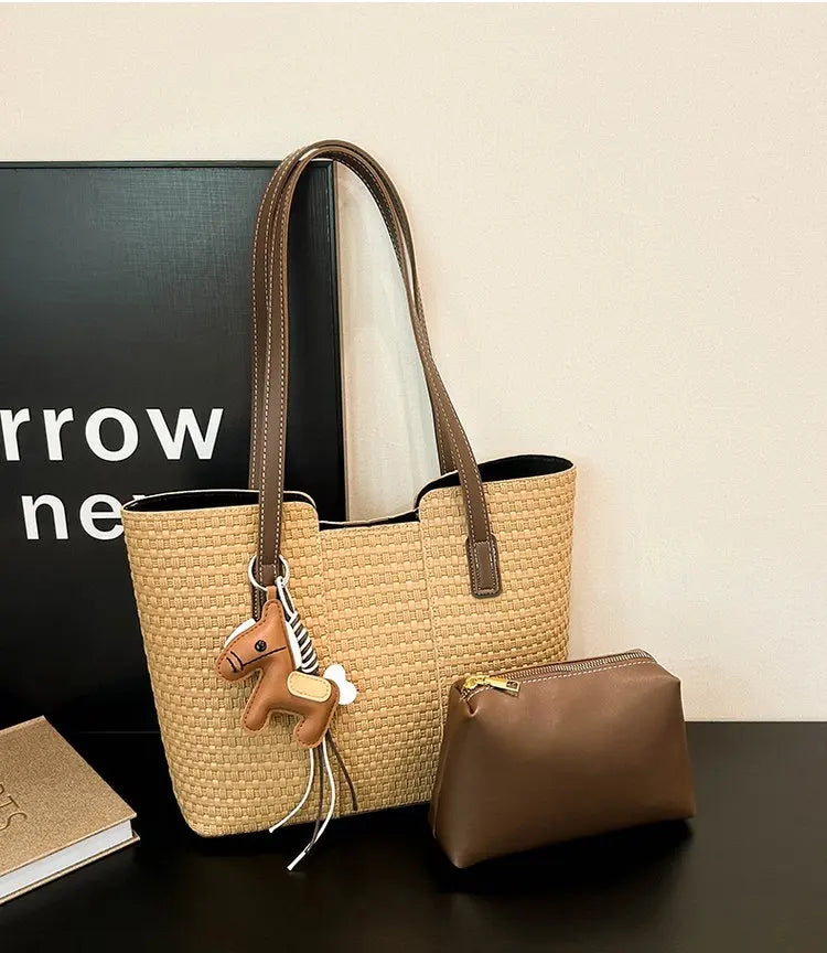 Nylon Shoulder Tote Bag Large Capacity Waterproof for Women Office Shopping Travel Daily