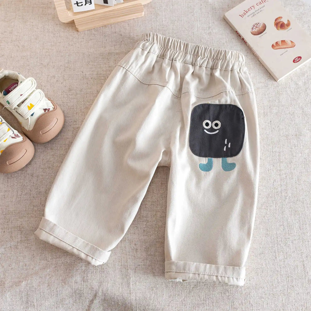 Children's Trousers Fall 2025 New Boys' Cartoon Embroidered Trousers Versatile Trousers Children's Clothing