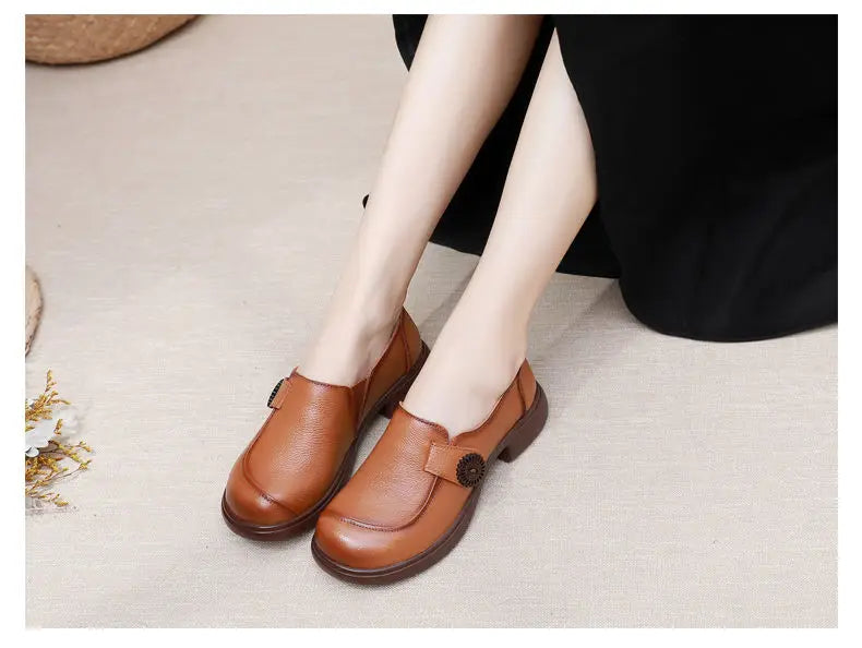Genuine leather loafers women  comfortable gray shoes low heels luxury ladies court shoes slip on moccasins elegant dress flats
