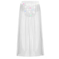 Kids Girls Lyrical Modern Dance Skirt Shiny Rhinestones Open Front Flowy Sheer Mesh Skirt with Built-in Briefs Ballet Dresses