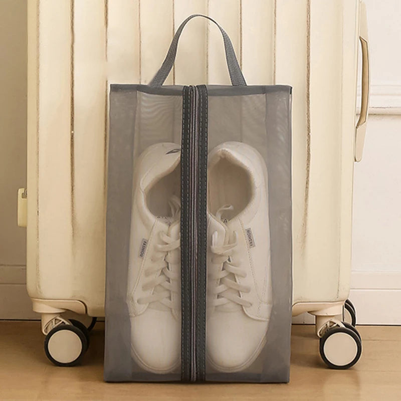 1pcs Nylon Travel Shoe Bags with Zipper Closure for Men Women Breathable Shoe Organize Storage Bags Makeup Laundry Bag