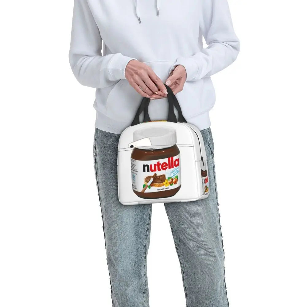 Custom Italy Nutellas Thermal Insulated Lunch Bag Women Portable Lunch Container for Outdoor Picnic Storage Food Box