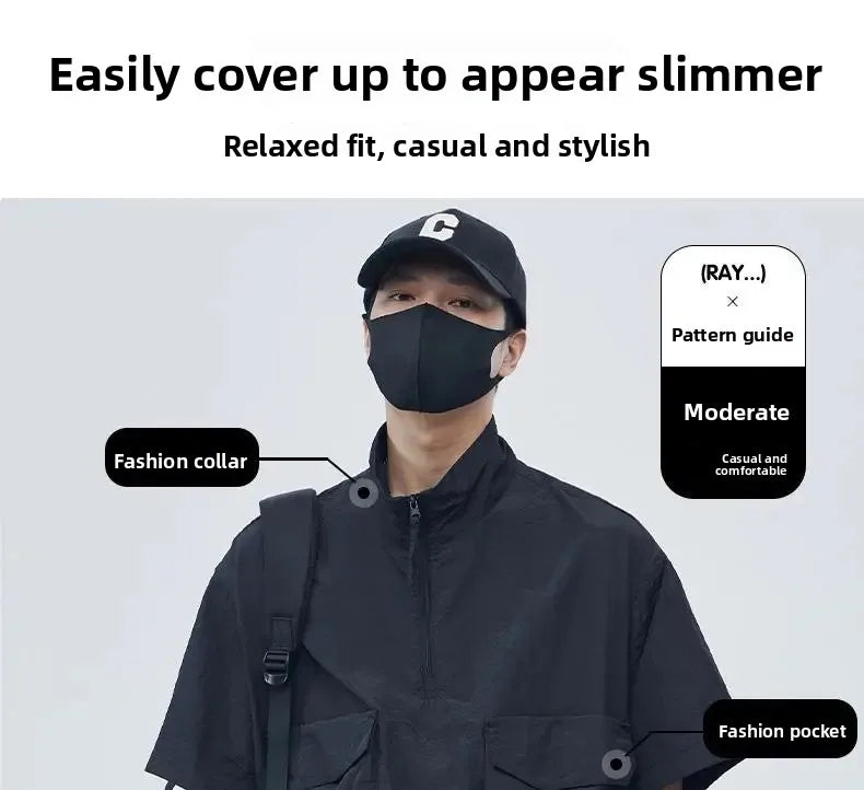 Casual Sportswear Suit for Men Solid Color Loose A Complete Set of Teenagers American Handsome Loose Versatile Two-piece Set