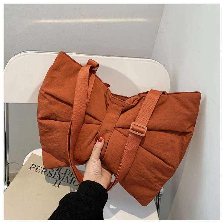 Soft Nylon Women's Portable Shoulder Bag Large Capacity Female Commute Crossbody Bags Simple Design Ladies Tote Purse Handbags