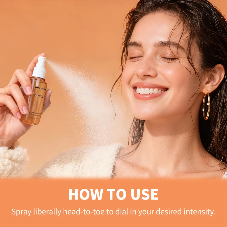 2 Pcs Vanilla Rose Fragrance Spray Hair & Body Fragrance Mist Fresh Long Lasting Fragrance Perfume Travel Size Freshener Spray