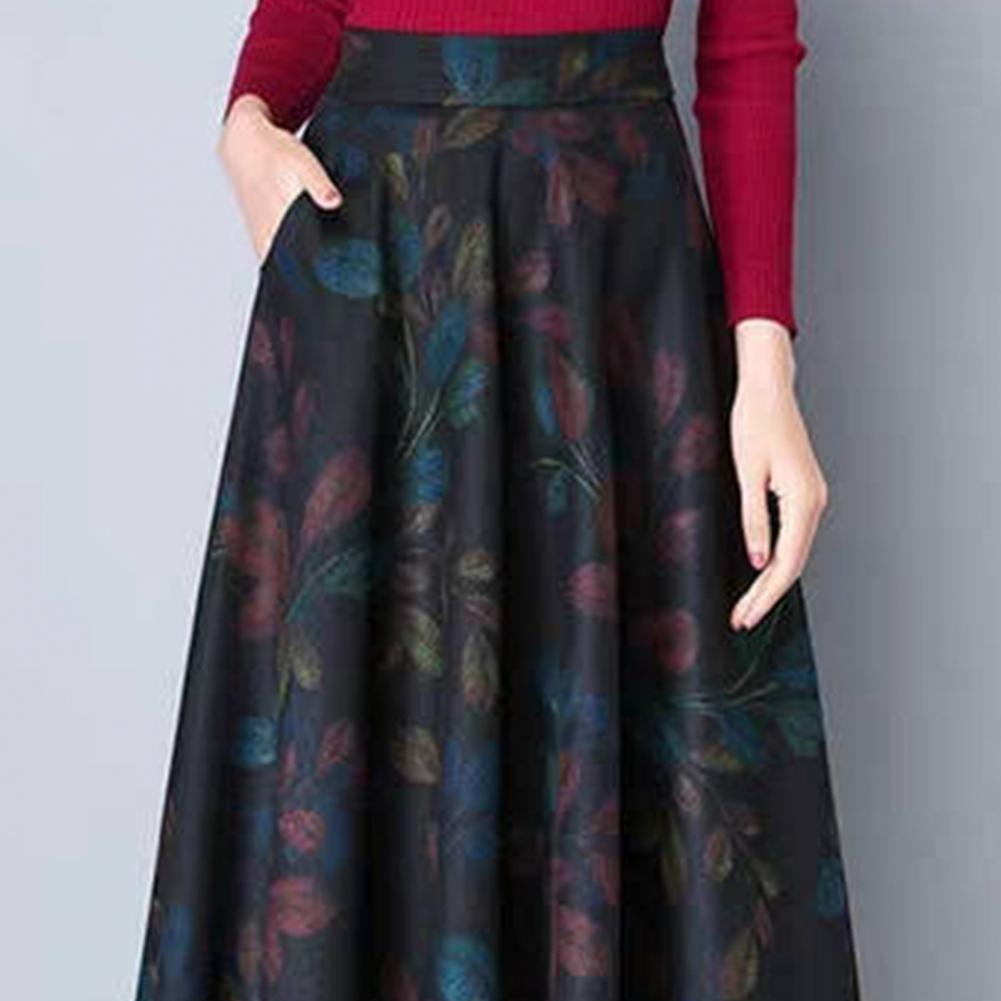 Fashion Office Skirt Temperament Skin-touching Women Square Plaid Print A-Line Office Skirt  Long Skirt    Retro Skirt
