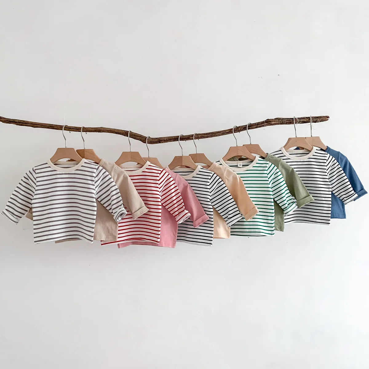Infant Clothes Toddler Boy Cotton Long Sleeves T-shirts Spring Autumn Outfits Girl Baby Solid Bottoming Shirt Kid Striped Tees