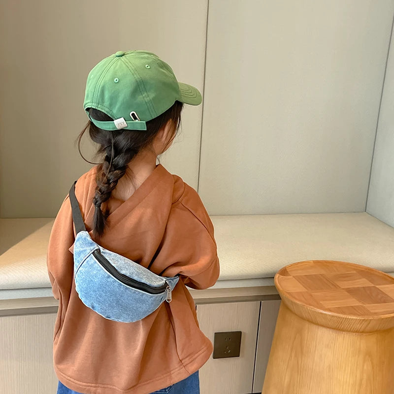 Fashion Denim Children's Waist Bags Leisure Boy and girl Crossbody Chest Bag Street Trend Belt Bag Kids Birthday gift Waist Pack