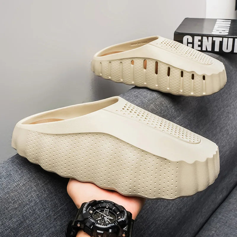 Summer Men Half Slippers Outdoor Breathable Couple Beach Shoes Platform Lightweight Soft Men Sandals Women Garden Casual Shoes