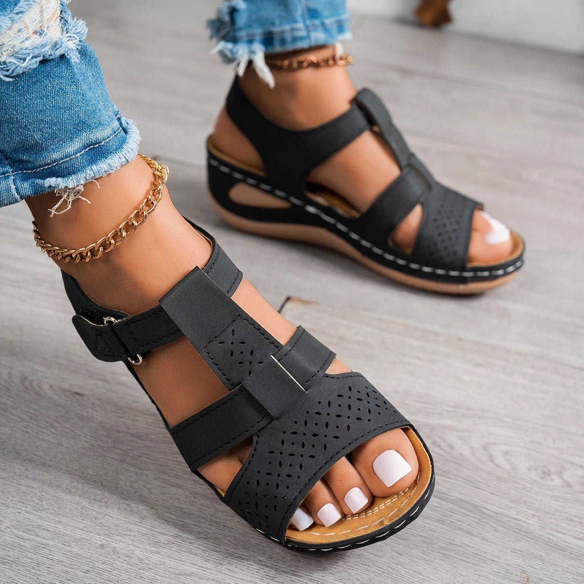 2026 Summer Women Wedge Sandals Premium Orthopedic Open Toe Sandals Vintage Anti-slip Casual Shoes Female Platform Retro Sandals