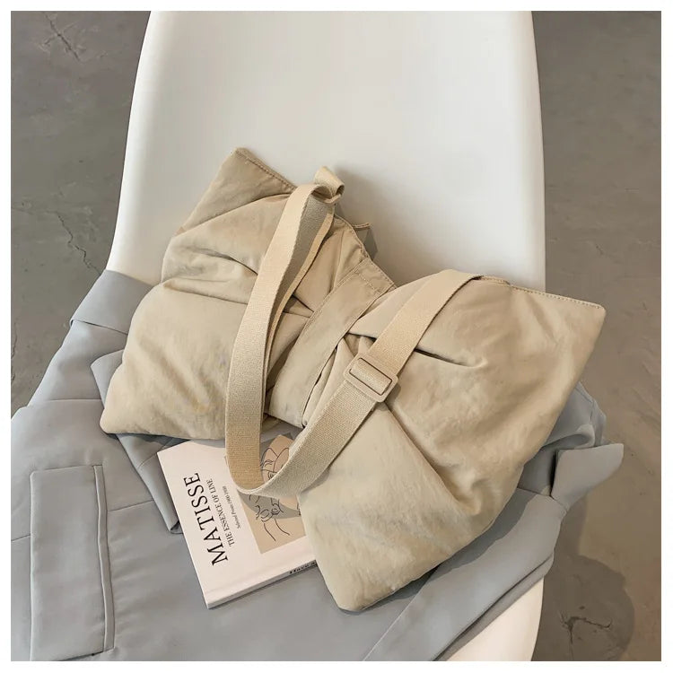 Soft Nylon Women's Portable Shoulder Bag Large Capacity Female Commute Crossbody Bags Simple Design Ladies Tote Purse Handbags