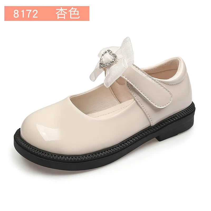 New Girl Leather Shoes Princess Kid Student School Causal Black Versatile Shoes Hook & Loop Children Glossy Mary Jane Autumn Hot
