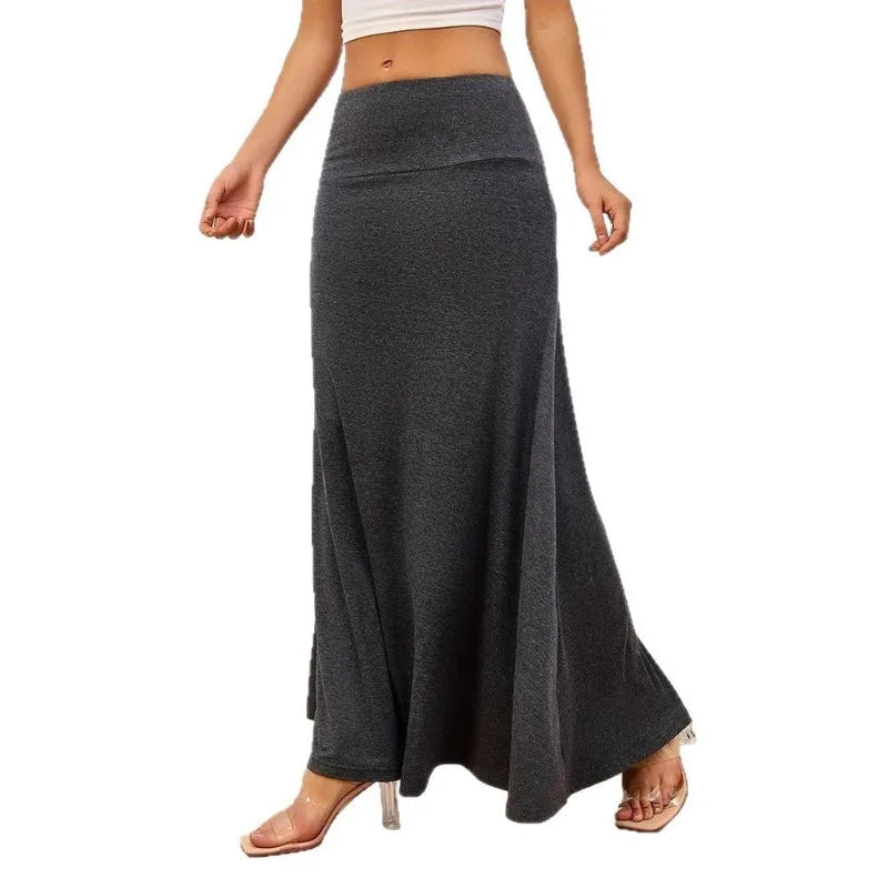 KIDCRKJ Long Skirt Women Autumn 2026 New Skirts Knitted Solid Urban Office Lady Fashion Clothes High Waist Maxi Skirts Faldas