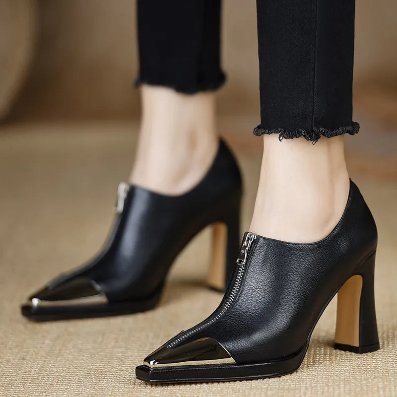 Women High Heel Loafers Pointed Toe Sexy Shoes Retro Fad Designer 2024 New Brand Luxury Sandals Hot Sale Zapatillas De Mujer