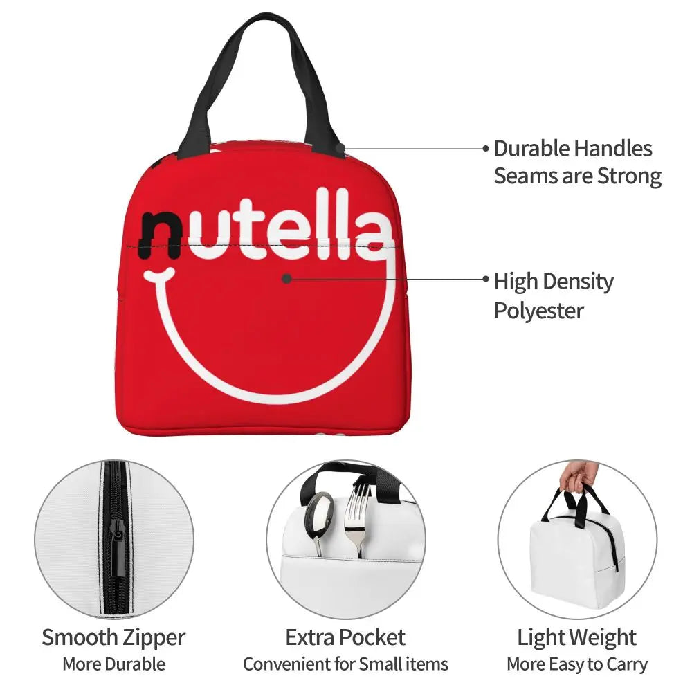 Custom Italy Nutellas Thermal Insulated Lunch Bag Women Portable Lunch Container for Outdoor Picnic Storage Food Box