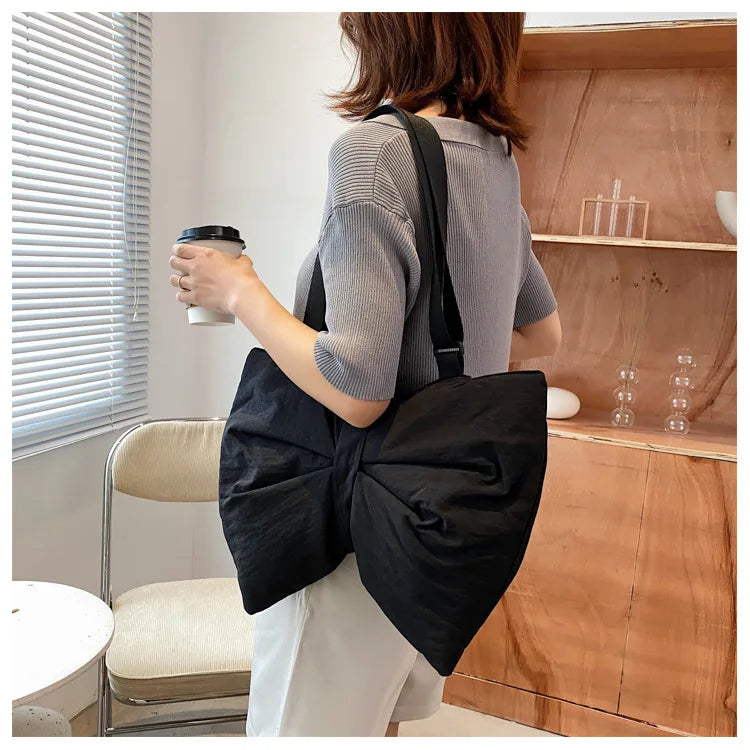 Soft Nylon Women's Portable Shoulder Bag Large Capacity Female Commute Crossbody Bags Simple Design Ladies Tote Purse Handbags