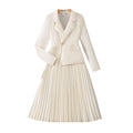 Teen Girls' 13-16Y Blazer Dress - Classic Cream Color, Asymmetrical Hem, Romantic & Elegant, Ideal for Formal Occasions, Stylish